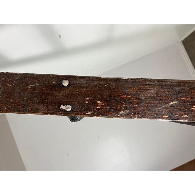 Antique Rustic Library Ladder, Iron & Wood With Distressed Patina For Sale - Image 9 of 18