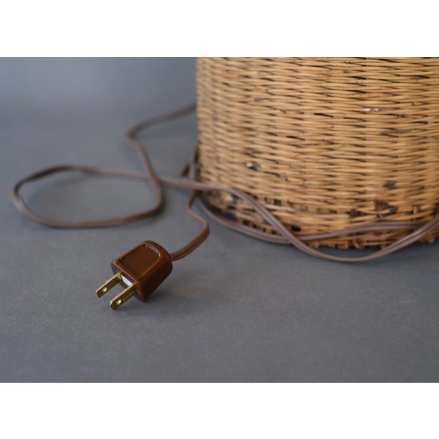 1970s Vintage Modern Boho Wicker Rattan Table Lamp For Sale - Image 11 of 13