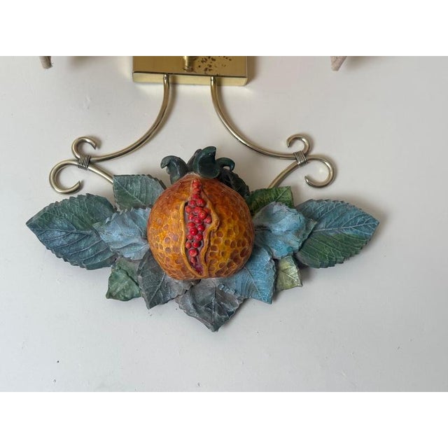 Italian Terracotta Pomegranate Wall Sconces, 1970s, Set of 2 For Sale - Image 4 of 12