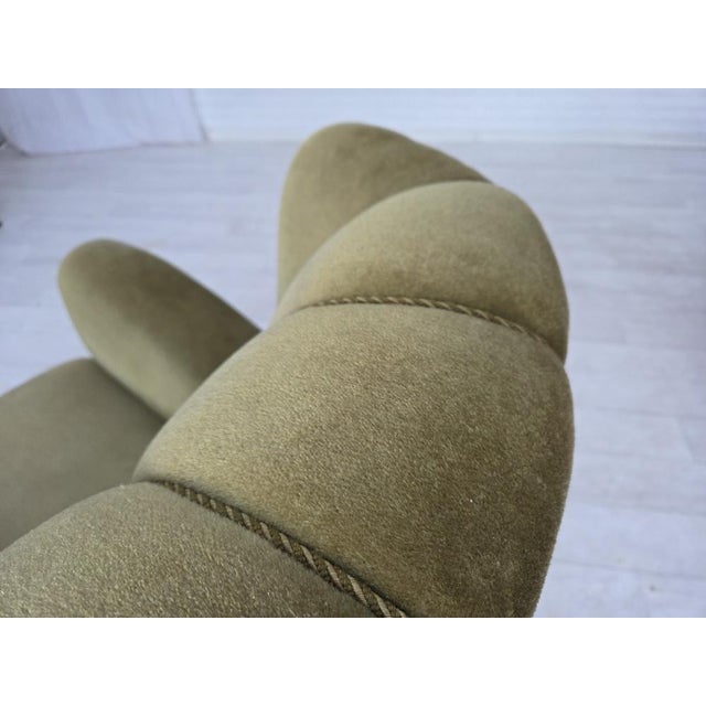 Green Danish Armchair in Green Velour and Beech, 1960s For Sale - Image 8 of 18