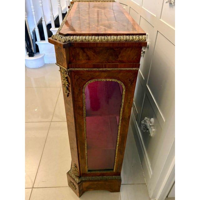 Brown Antique Victorian Burr Walnut Pier Cabinets with Ormolu Mounts, 1860, Set of 2 For Sale - Image 8 of 15
