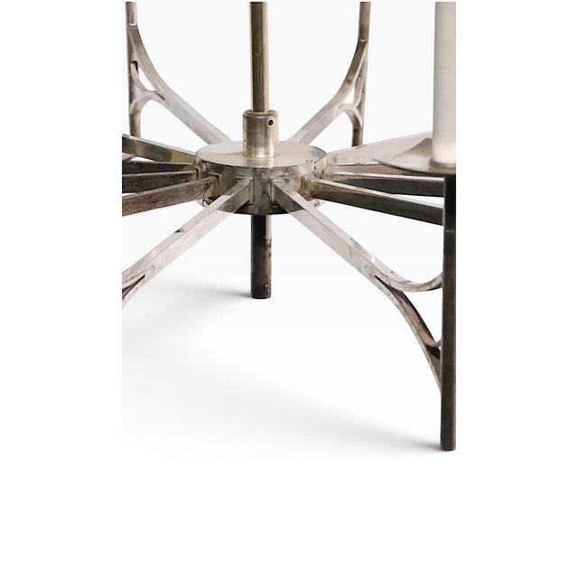 Large 12 Light Silver Plate Spoke Form Chandelier by Sciolari For Sale - Image 12 of 18