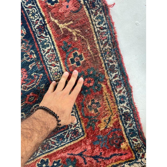 Blue Antique Halvai Bidjar with Growing Vine Border Rug 4 x 20.3 For Sale - Image 8 of 14