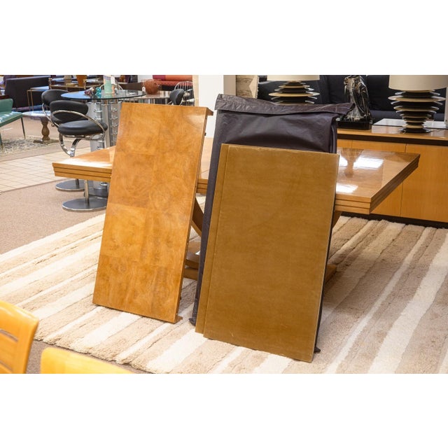Brown Century Furniture Omni Postmodern Burlwood Lacquered Dining Table With Leaves For Sale - Image 8 of 9