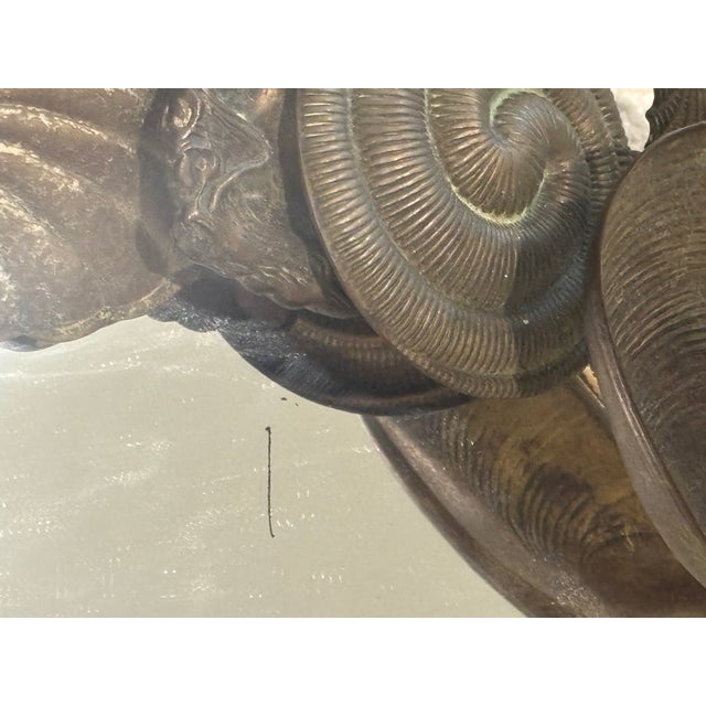 Vintage Coastal Palm Beach Style / Dresden Style Patinated Brass Seashell Mirror For Sale - Image 13 of 13