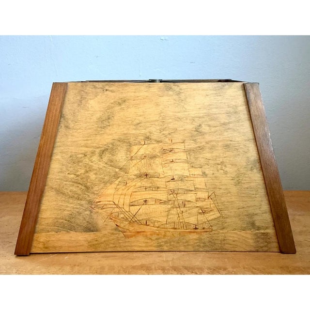 Vintage Wood Lampshade With Ship Carving For Sale - Image 12 of 12