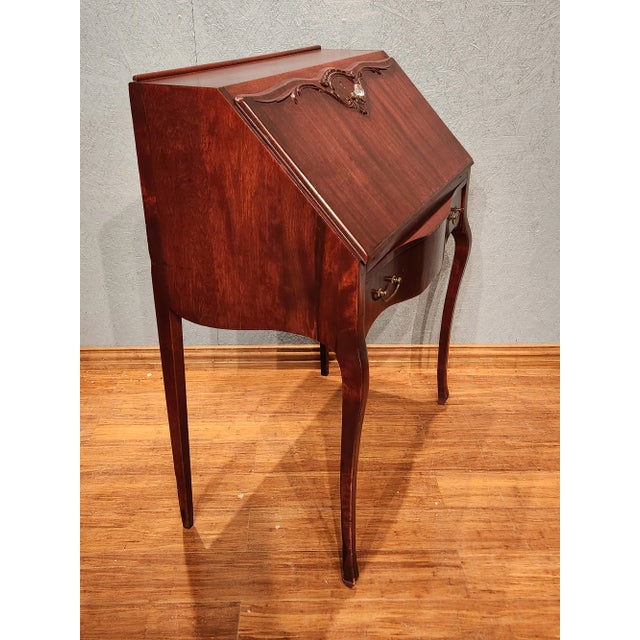 Early 20th Century Early 20th Century Antique Mohogany Drop Front Secretaire Writing Desk For Sale - Image 5 of 12