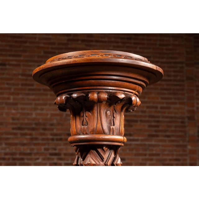 Late 19th Century Victorian Carved Walnut Pedestal Stand With Claw Feet For Sale - Image 5 of 9