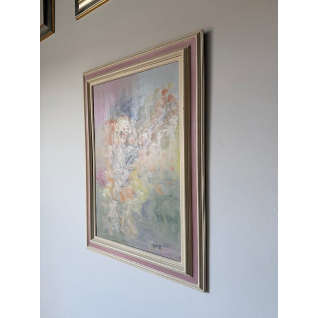 Mid-Century Modern 1970’s Iras “Guitar + Girl” Impressionist Abstract Oil on Canvas Painting, Framed For Sale - Image 3 of 12