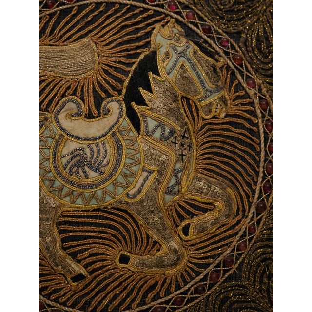Vintage Mid-Century Burmese Kalaga Tapestries Featuring Embroidered Horse Motifs For Sale - Image 4 of 12
