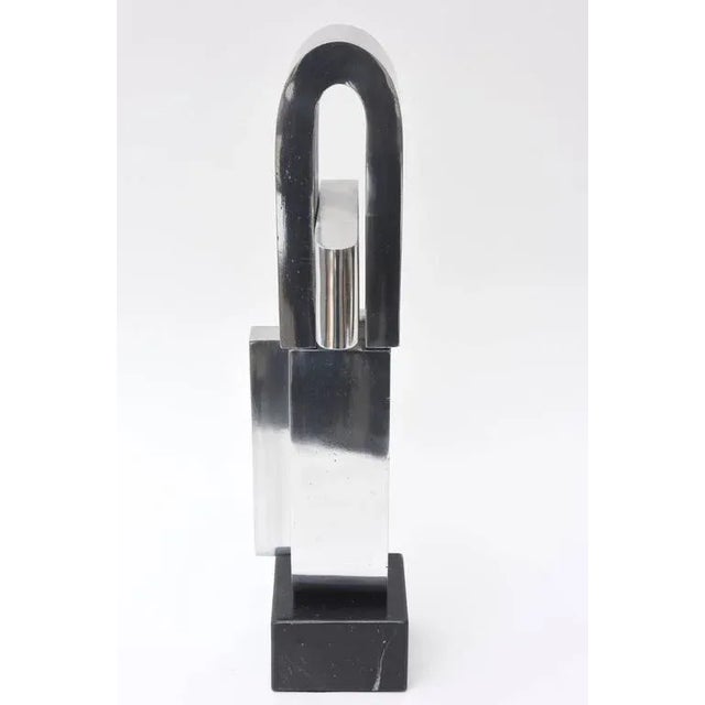 Mid-Century Modern Vintage Modernist Chrome and Black Marble Abstract Sculpture by Mary Preminger, 1968 For Sale - Image 3 of 10