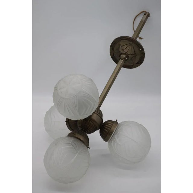 1930s Art Deco Ceiling Light with Four Globes, 1930s For Sale - Image 5 of 9