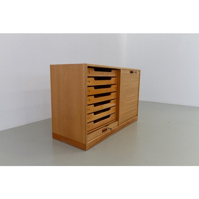 Wood Danish Double Tambour Cabinet in Oak and Teak from Næstved Møbelfabrik, 1960s For Sale - Image 7 of 18