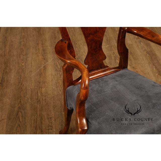 Georgian Style Set of Ten Carved Burlwood Dining Chairs For Sale - Image 15 of 18