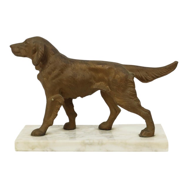 Art Deco Gold-Colored Zamak Dog on Marble Base For Sale - Image 14 of 14
