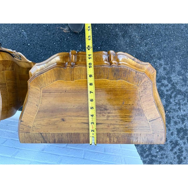 Pair of Antique Italian Rococo Venetian Louis XIV Style Bombe Burl Walnut Chests. For Sale - Image 13 of 17