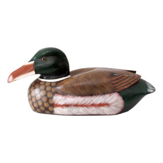 Vintage Hand Painted Wood Mallard Duck Decoy For Sale