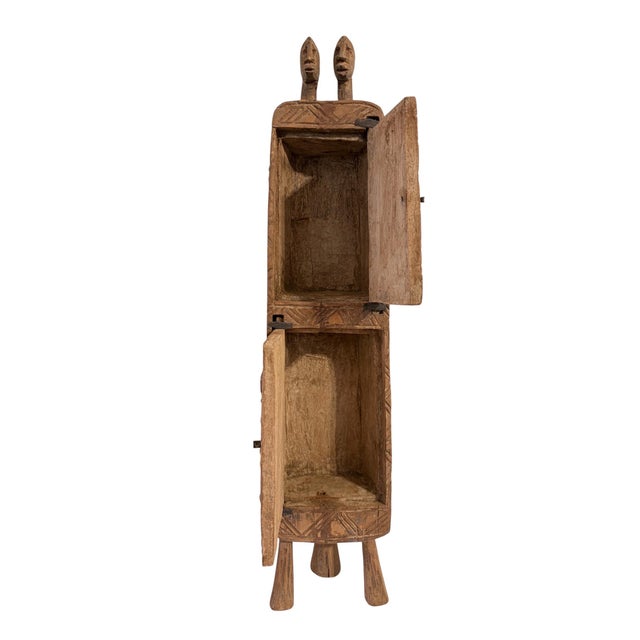 Lg Vintage Unique Dogon Hand Carved Wooden Box Mali 24" H For Sale - Image 10 of 11