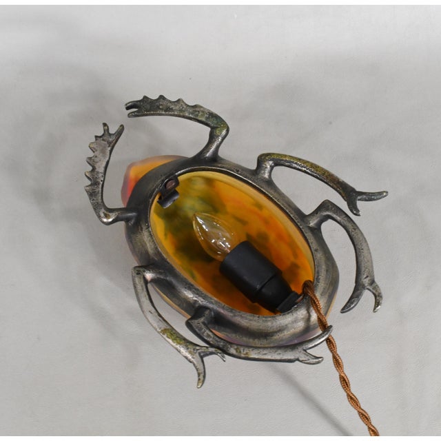 French Art Deco Scarab Night Lamp by Muller Freres - 1920s France For Sale - Image 9 of 11