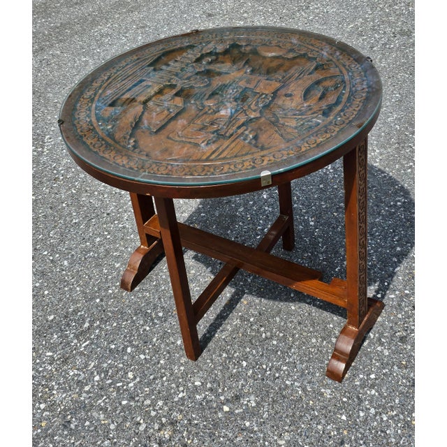 Chinese Carved Hardwood and Glass Tilt-Top Tea Table or Side Table For Sale In Washington DC - Image 6 of 8