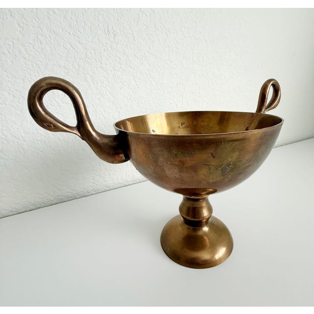 Metal Vintage Brass Swan Pedestal Bowl For Sale - Image 7 of 7