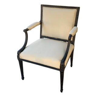 1 of 2 Antique Directoire Arm Chair W Nancy Corzine Yellow Upholstery For Sale