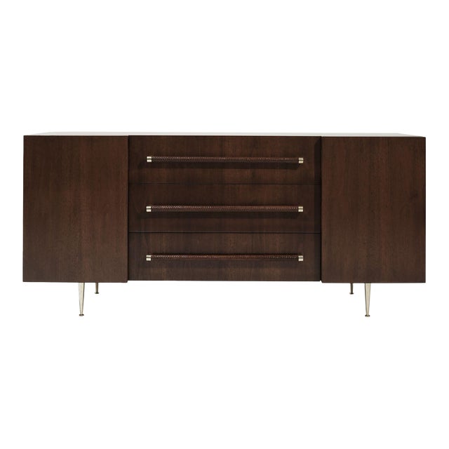 t.h. Robsjohn-Gibbings Credenza in Walnut and Brass, C. 1950s For Sale
