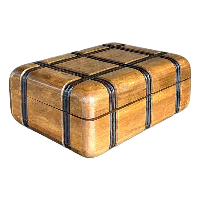 Vintage Boho Carved Grid Box For Sale