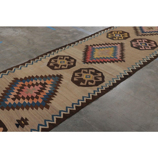 Rug & Kilim Antique Persian Kilim Runner Rug in Colorful Geometric Medallions | Rug & Kilim For Sale - Image 4 of 8