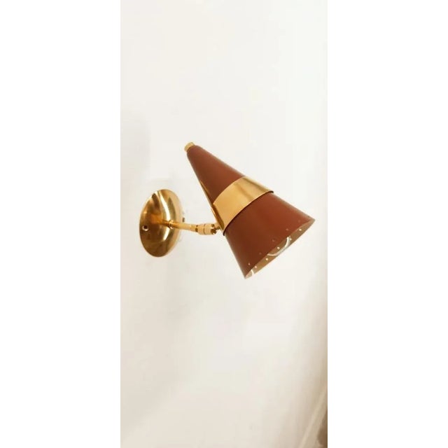 Maroon & Gold Adjustable Cone Wall Lamp, in Flawless conditions. Designed 1970 to 1979 Up to 250V (Europe/UK Standard).The...