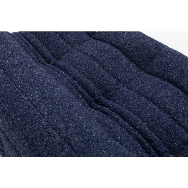 Textile Togo Three-Seater Sofa in Dark Blue Boucle by Michel Ducaroy for Ligne Roset For Sale - Image 7 of 18