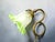 Metal Art Nouveau Whiplash Curve Brass Tulip and Green Glass Table Lamp, 1950s For Sale - Image 7 of 14