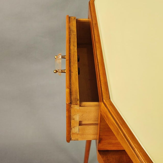 Italian Console Table with Cream Glass Top, 1950s For Sale - Image 4 of 8
