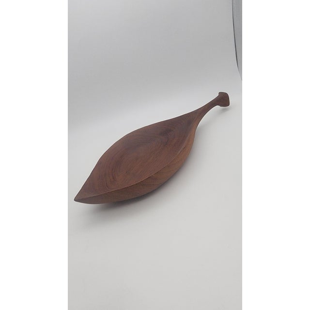 Mid 20th Century Vintage Teak Milan Style Carved Bowl For Sale - Image 5 of 9