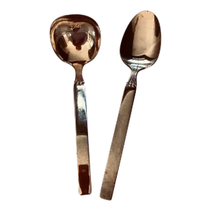 1950s Mid-Century Community Silver Plate "Twilight" Pattern Serving Spoon & Ladle Set- 2 Pieces