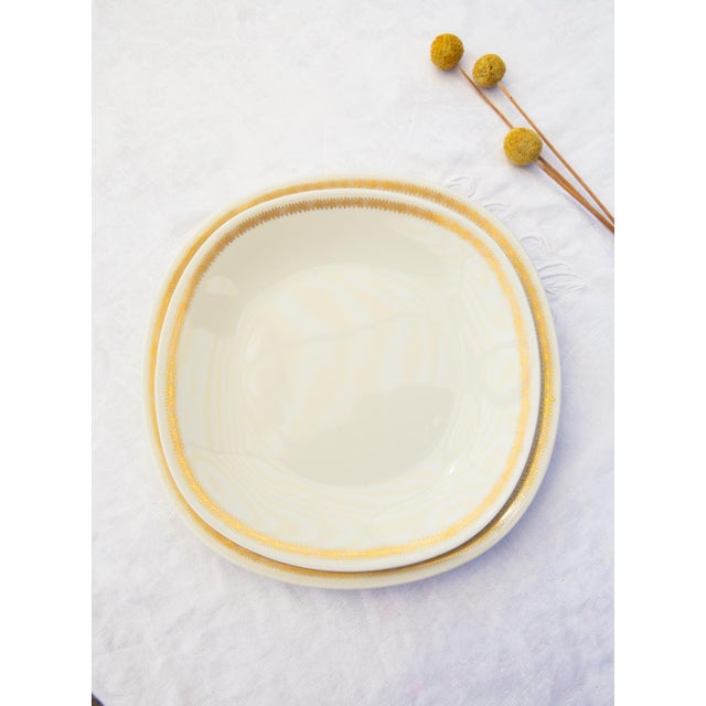 Porcelain Plates Plumes with Fine Gold from Limoges Raynaud, 1960s, Set of 15 For Sale - Image 4 of 7