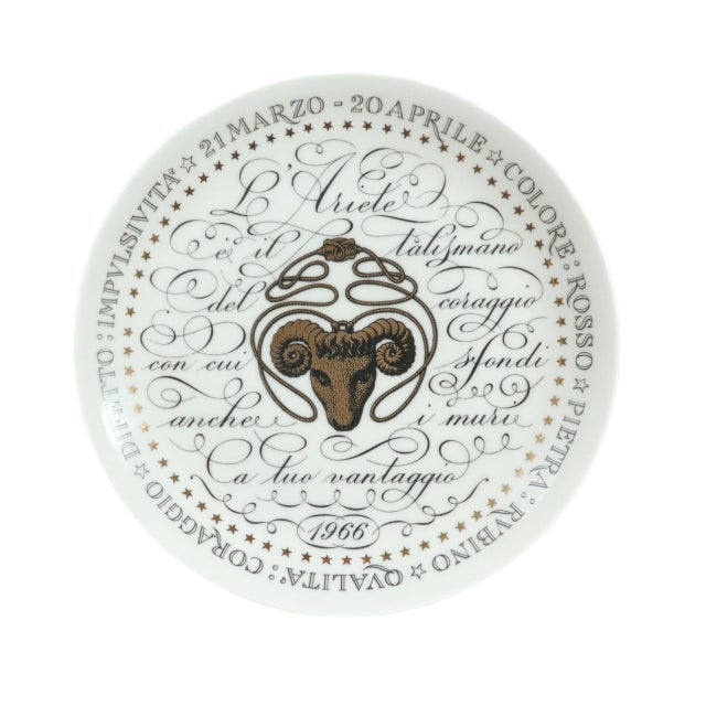 Black Piero Fornasetti Zodiac Plates for Perugia, Complete Set of Twelve, Serie Zodiaci For Sale - Image 8 of 13