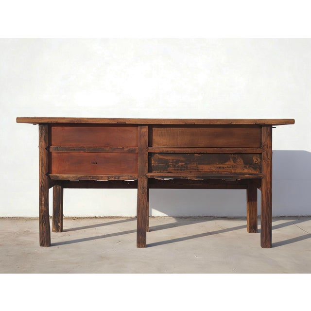Antique Chinese Natural Wood Sideboard With Iron Hardware For Sale - Image 12 of 12