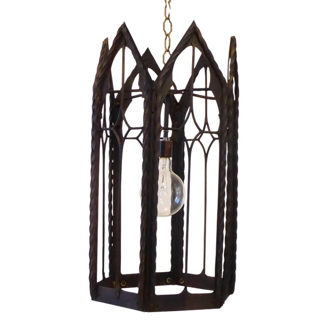 Antique Gothic Style Iron Lantern For Sale