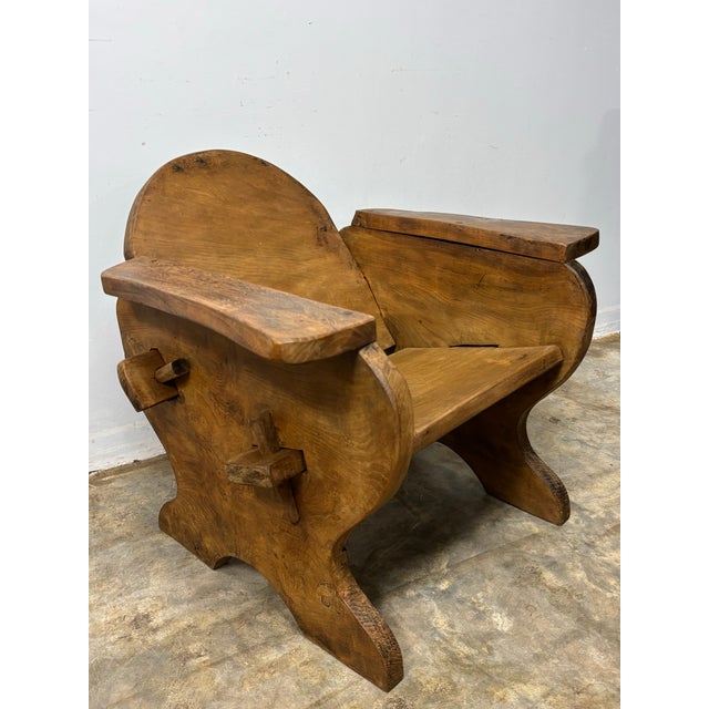 Vintage English Oak Brutalist Armchair For Sale - Image 4 of 7