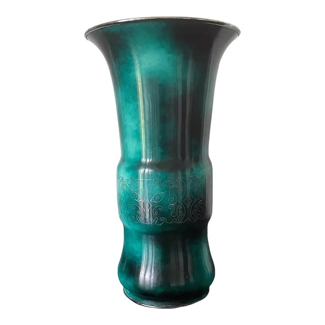 Japanese Cloisonne Vase with Silver Inlays by Ando Jubei For Sale