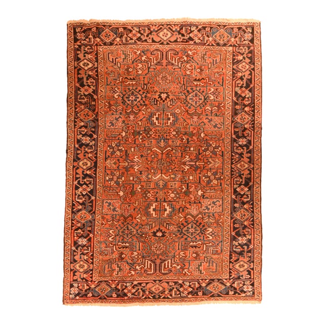 Hand Knotted Persian Heriz Wool Rug For Sale