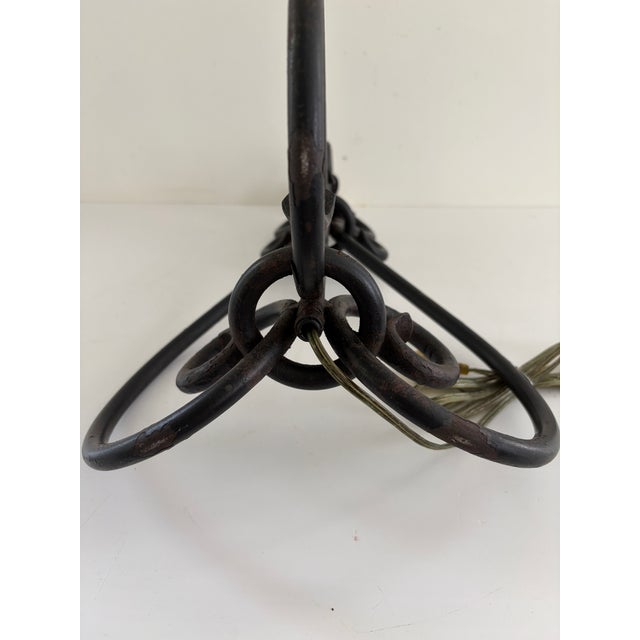 Vintage Wrought Iron Scrollwork Table Lamp For Sale - Image 9 of 12