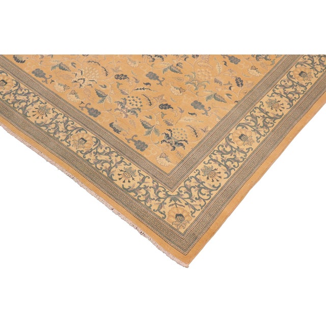 Shabby Chic Orange/Beige Wool Rug - 8'2'' X 10'1'' For Sale - Image 4 of 10