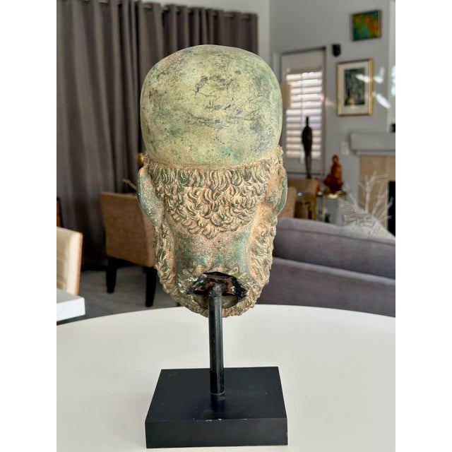Vintage Patinated Bronze Bust Greek Scholar For Sale - Image 9 of 17