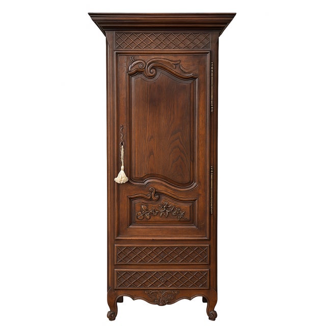 Louis XV Tall and Narrow Oak Cabinet, 1770s For Sale - Image 10 of 10