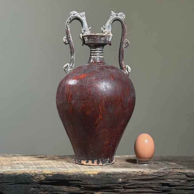 Antique Chinese Tang Dynasty Sancai Style Pottery Double Dragon Bottle Vase For Sale - Image 4 of 8