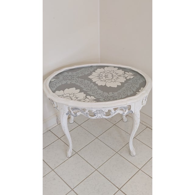 1970s Hand Painted French Style Coffee Table With Removable GlassTop For Sale - Image 10 of 10