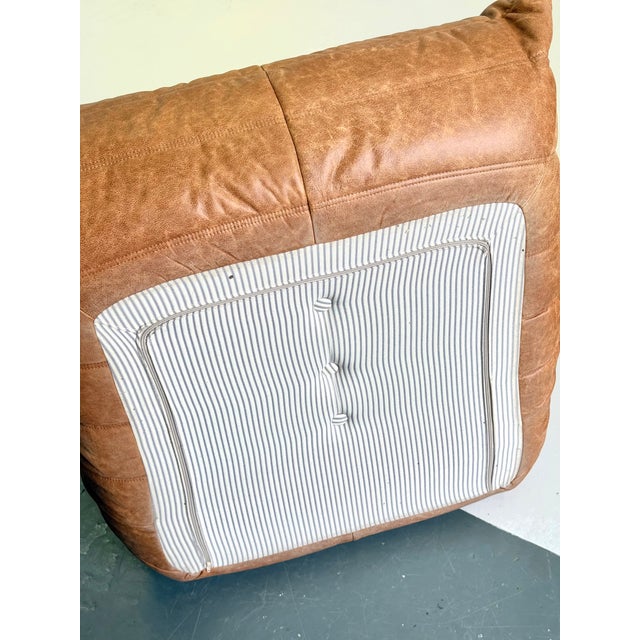 Togo Armchair with Ottoman in Cognac Leather by Michel Ducaroy for Ligne Roset, 2000s, Set of 2 For Sale - Image 13 of 14