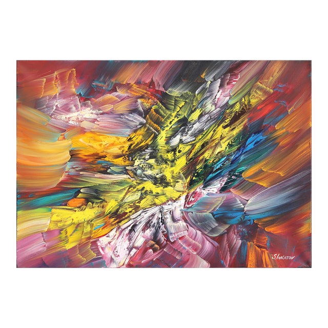 Towards the Dream - Abstract Colorful Textured Oil Painting Original Artwork by Sergei Inkatov For Sale